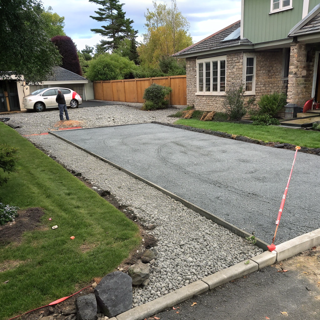 Aggregate base preparation for driveway paving installation in Newcastle
