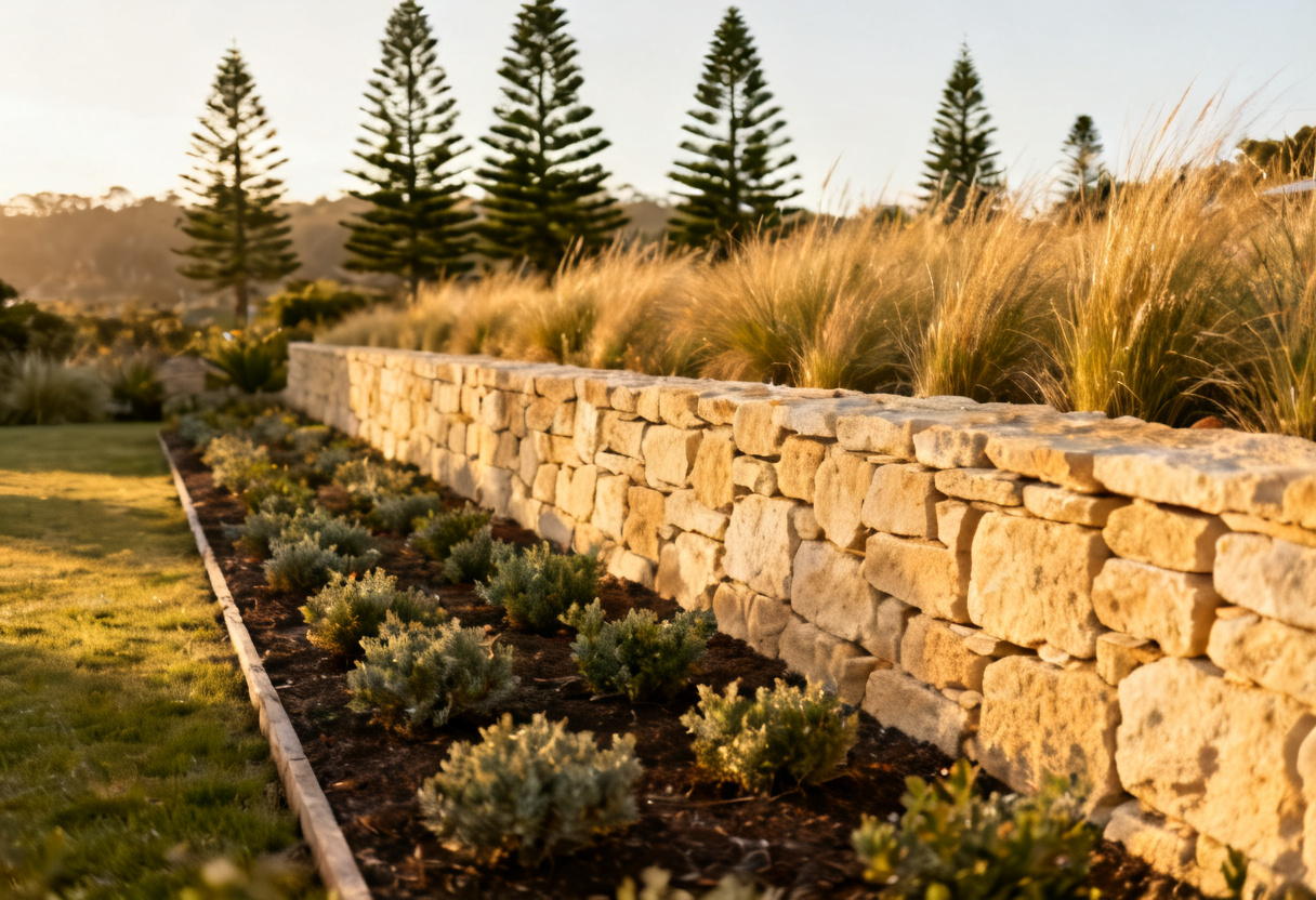 dry-stacked sandstone retaining wall contractor